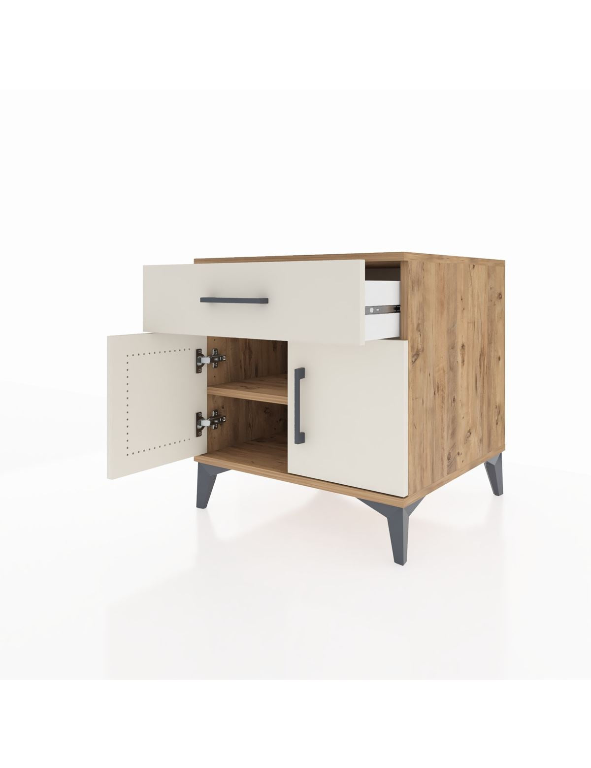 Kronos Komodin Tek Raflı Tek Çekmeceli 2 Kapaklı 60x59x64 - S78M008V7C