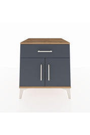 Kronos Komodin Tek Raflı Tek Çekmeceli 2 Kapaklı 60x59x64 Çam-Antrasit