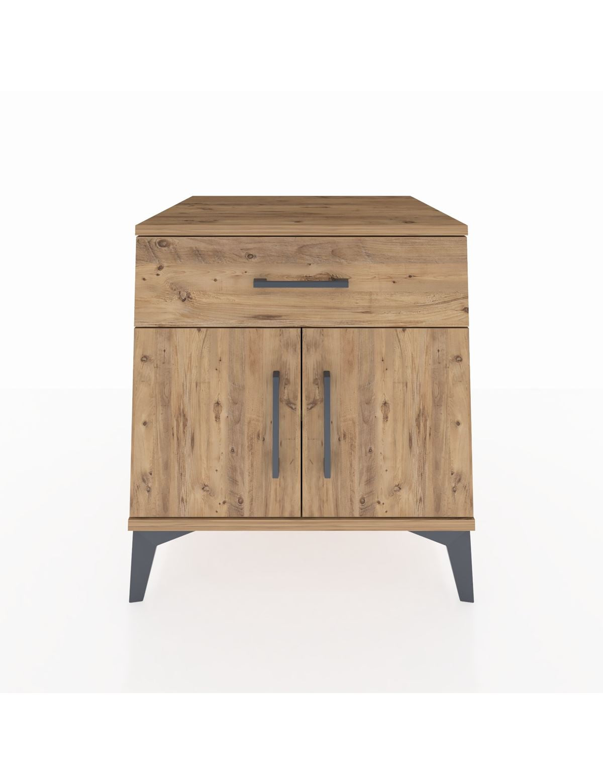 Kronos Komodin Tek Raflı Tek Çekmeceli 2 Kapaklı 60x59x64 Çam-Çam