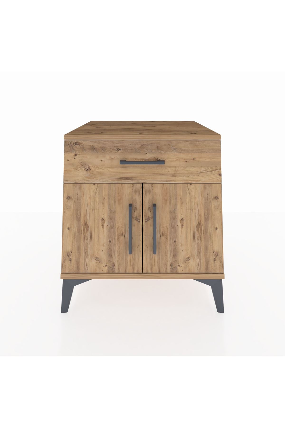 Kronos Komodin Tek Raflı Tek Çekmeceli 2 Kapaklı 60x59x64 Çam-Çam