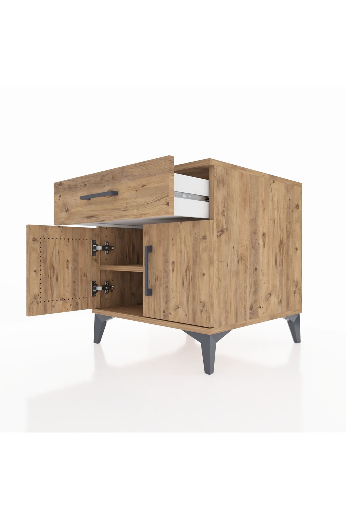 Kronos Komodin Tek Raflı Tek Çekmeceli 2 Kapaklı 60x59x64 - S78M008V9C