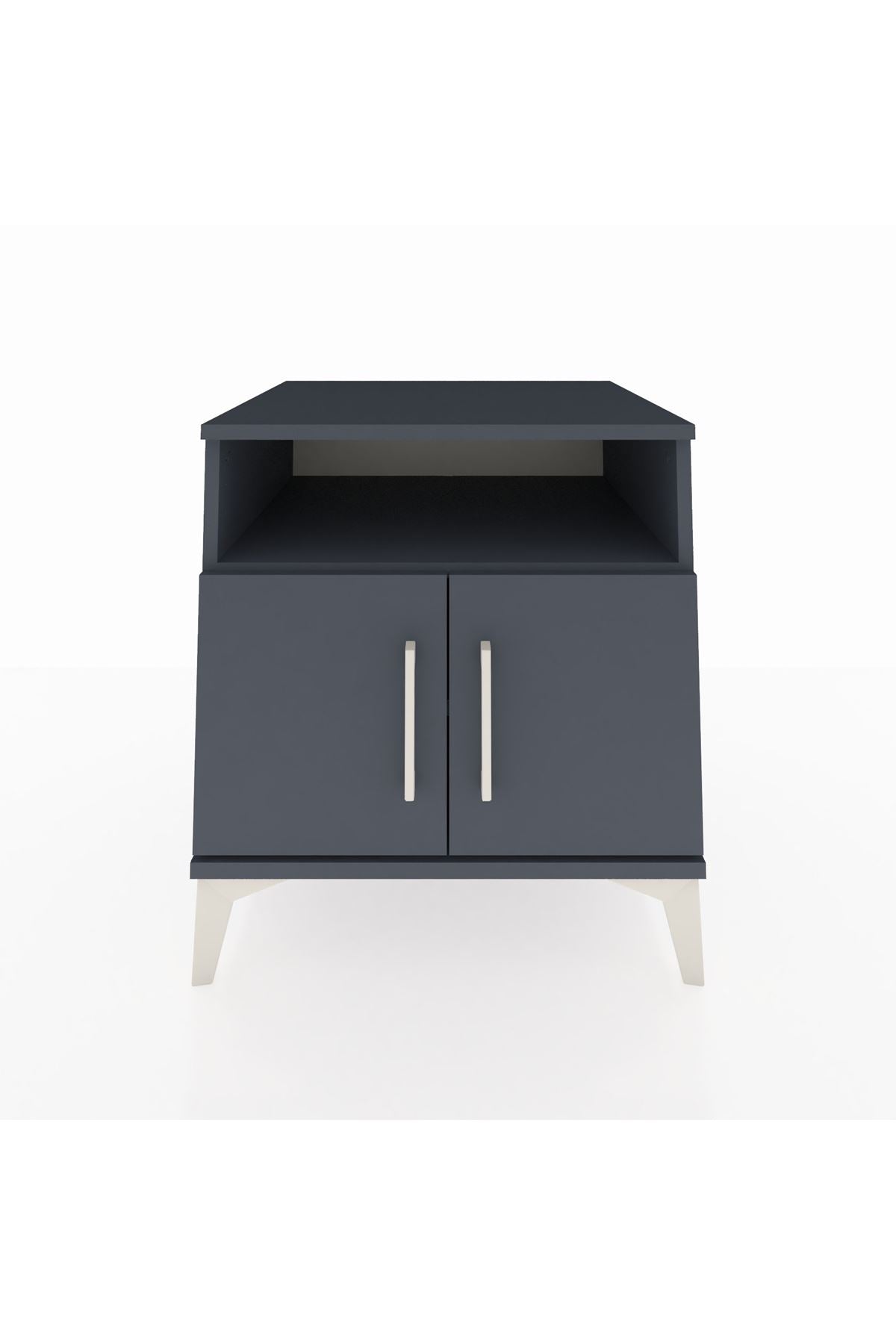 Kronos Komodin 2 Raflı 2 Kapaklı 60x59x64 Antrasit-Antrasit