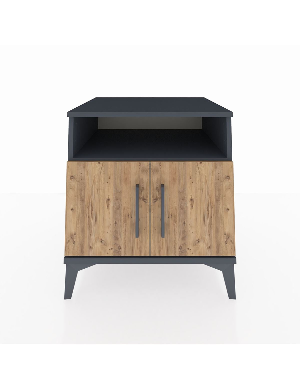 Kronos Komodin 2 Raflı 2 Kapaklı 60x59x64 Antrasit-Çam