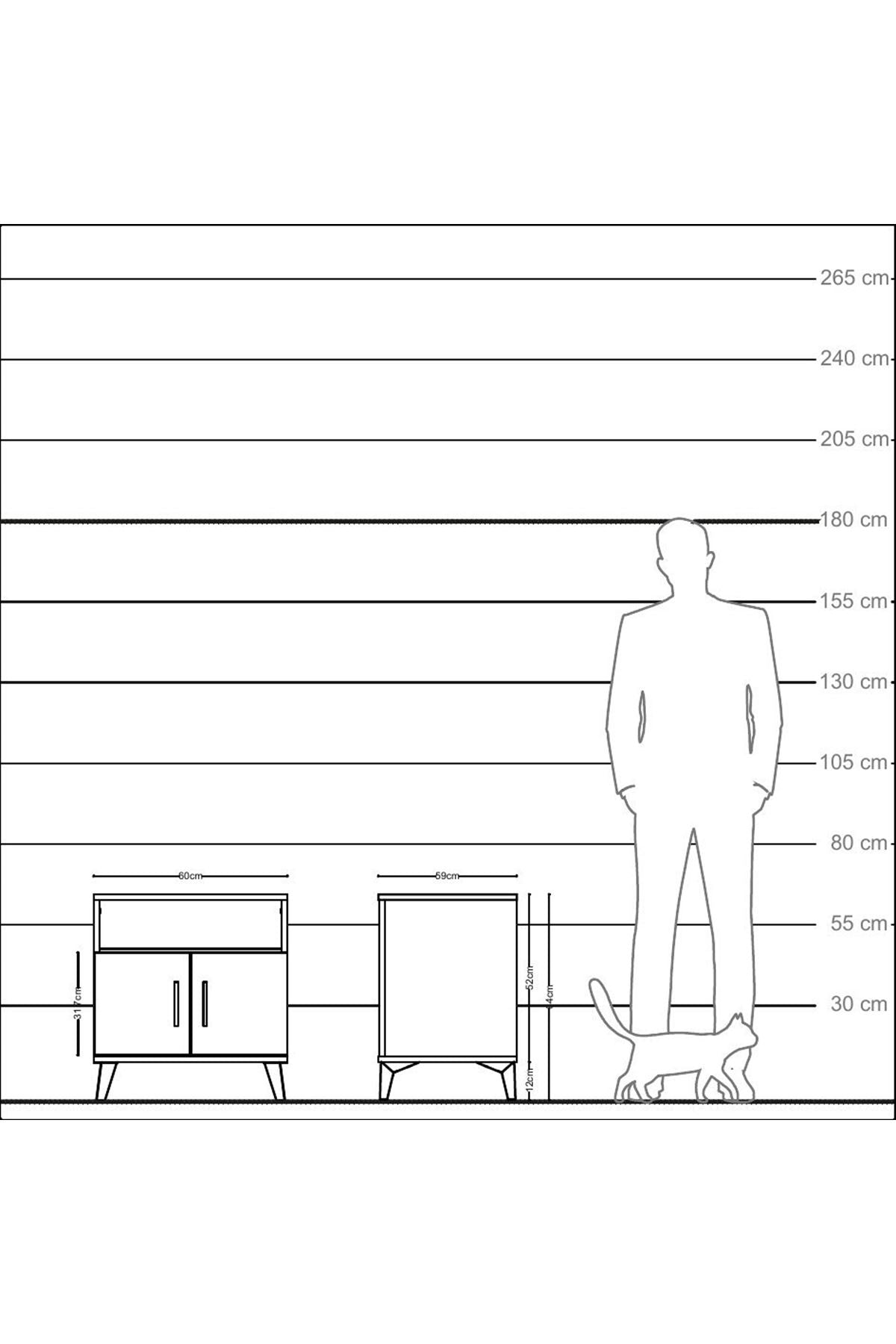 Kronos Komodin 2 Raflı 2 Kapaklı 60x59x64 - S78M009V7C