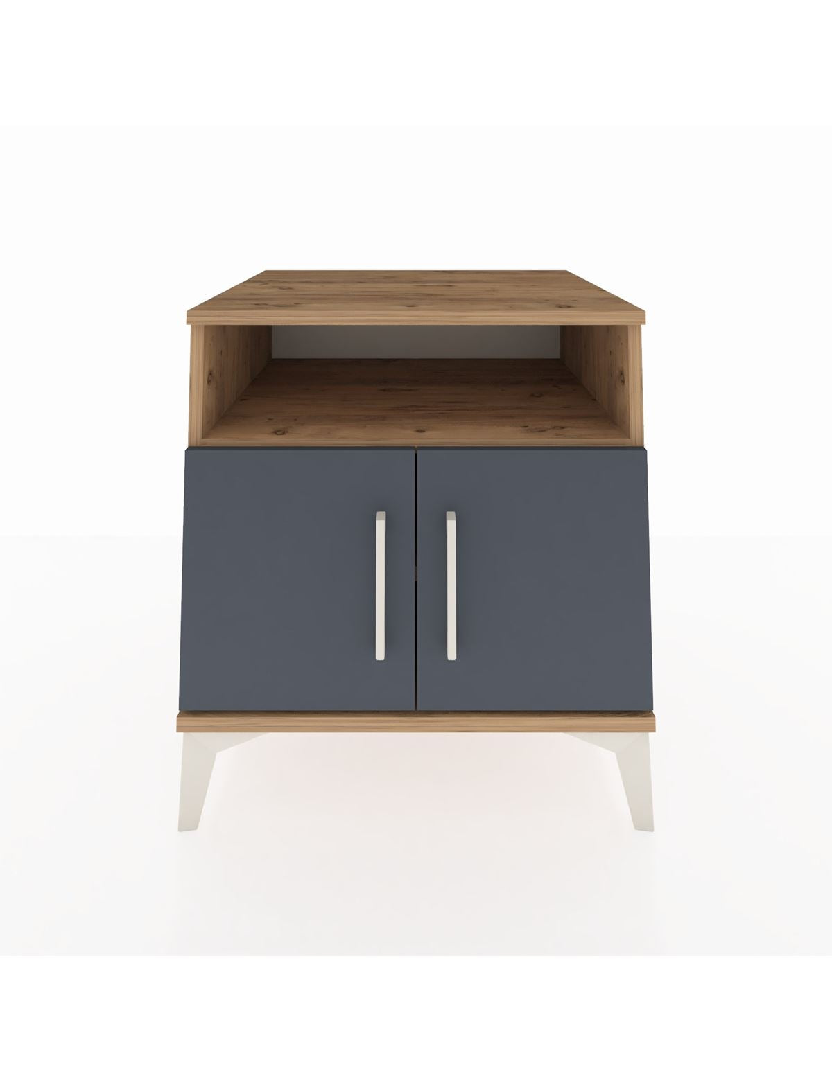 Kronos Komodin 2 Raflı 2 Kapaklı 60x59x64 Çam-Antrasit