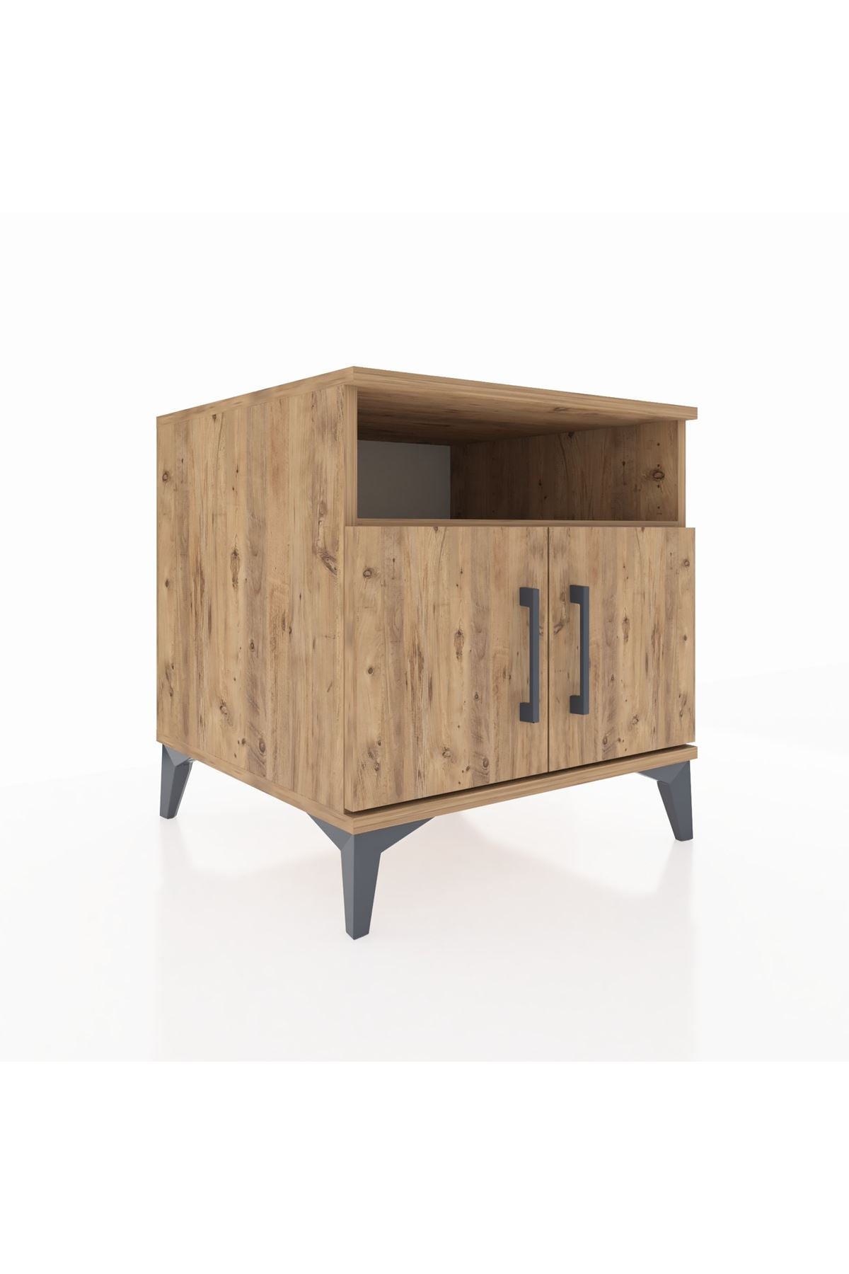 Kronos Komodin 2 Raflı 2 Kapaklı 60x59x64 Çam-Çam