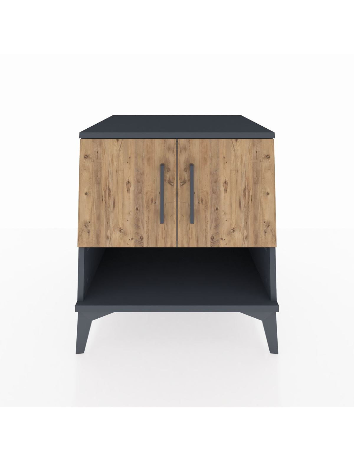 Kronos Komodin 2 Raflı 2 Kapaklı 60x59x64 Antrasit-Çam