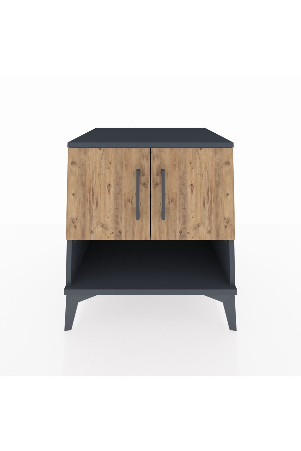 Kronos Komodin 2 Raflı 2 Kapaklı 60x59x64 Antrasit-Çam