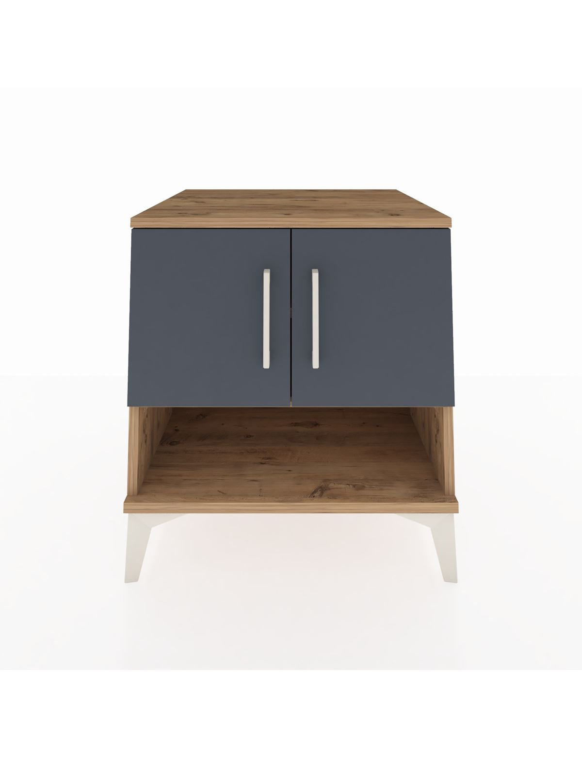 Kronos Komodin 2 Raflı 2 Kapaklı 60x59x64 Çam-Antrasit