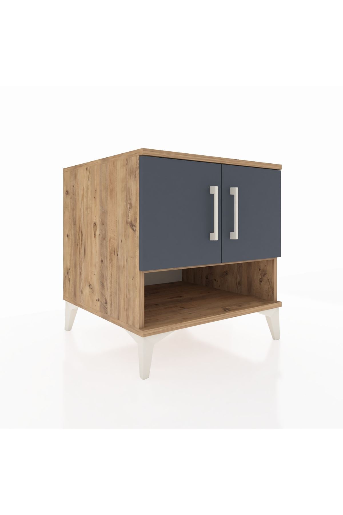 Kronos Komodin 2 Raflı 2 Kapaklı 60x59x64 Çam-Antrasit