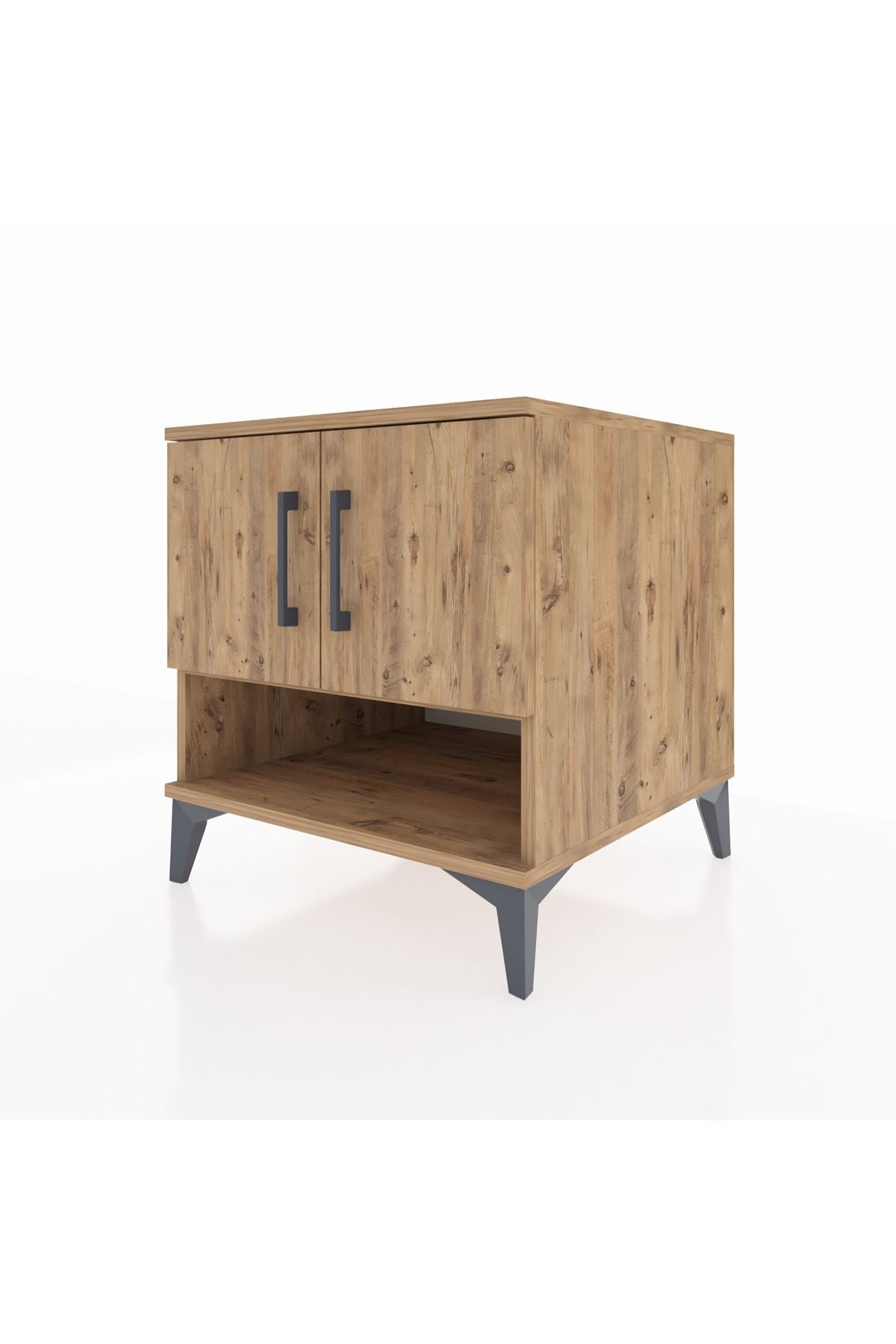 Kronos Komodin 2 Raflı 2 Kapaklı 60x59x64 Çam-Çam