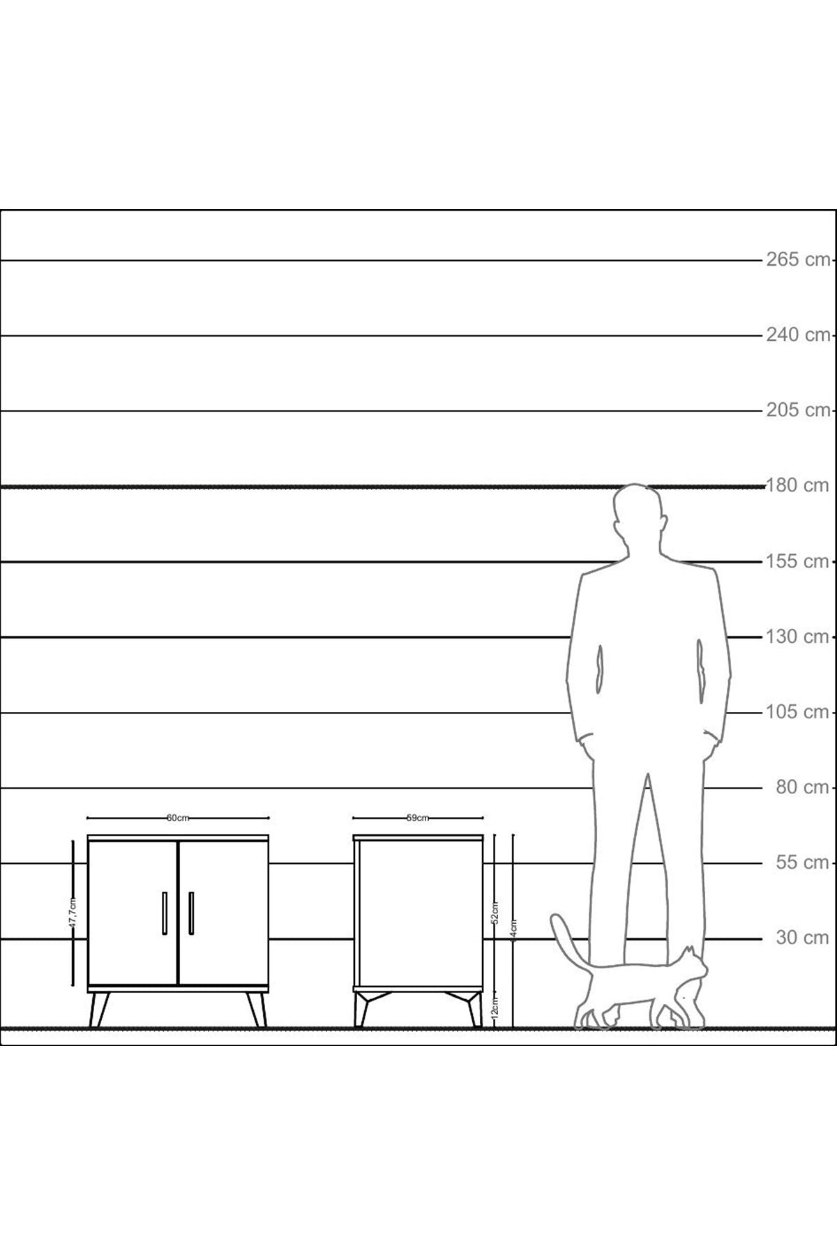 Kronos Komodin 2 Raflı 2 Kapaklı 60x59x64 - S78M011V9C