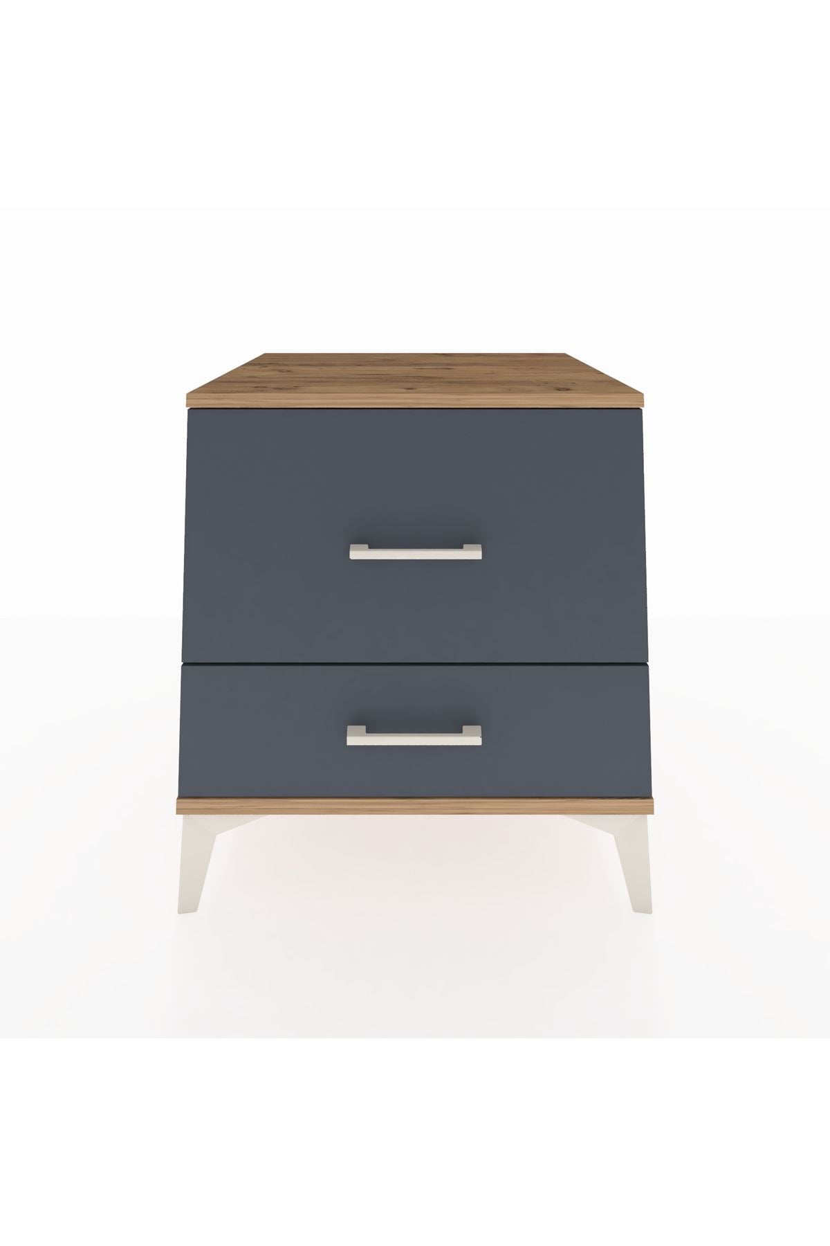 Kronos Komodin 2 Çekmeceli 60x59x64 Çam-Antrasit