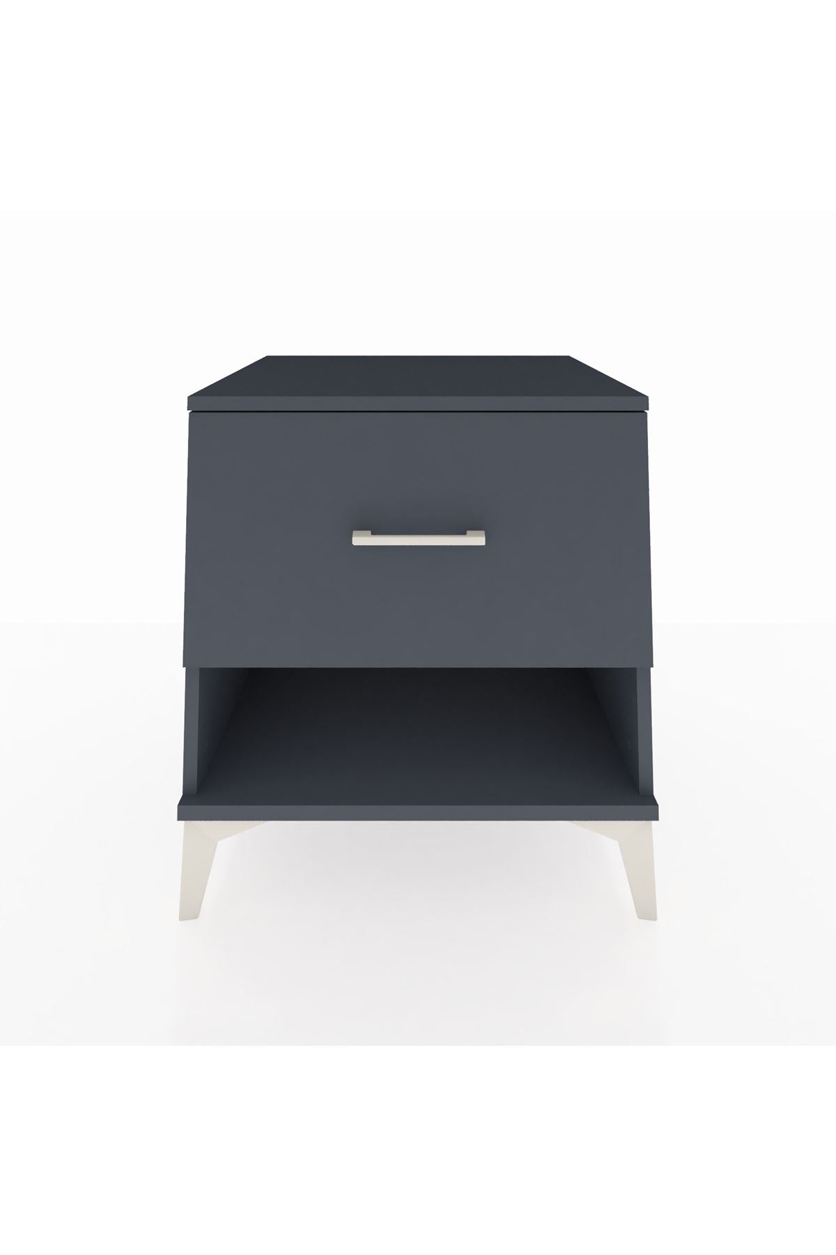 Kronos Komodin Tek Çekmeceli 60x59x64 Antrasit-Antrasit