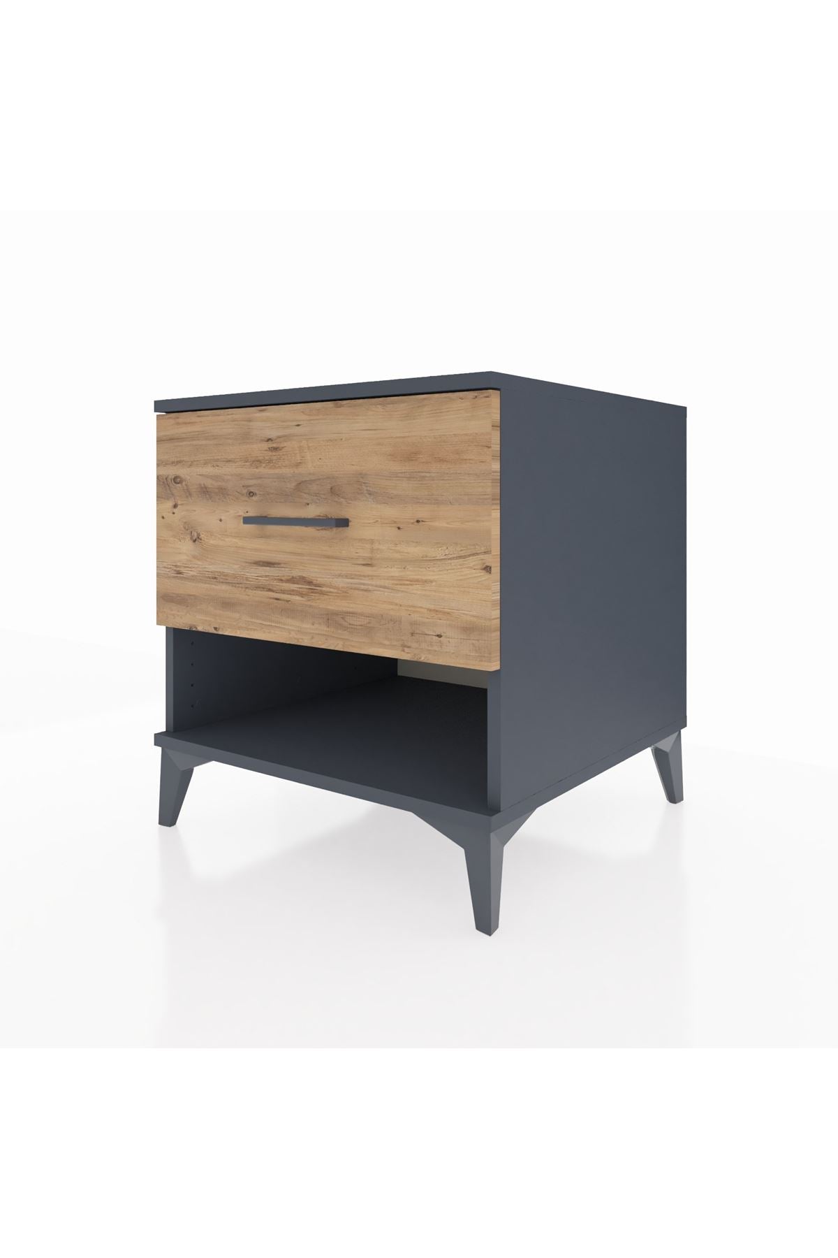 Kronos Komodin Tek Çekmeceli 60x59x64 Antrasit-Çam