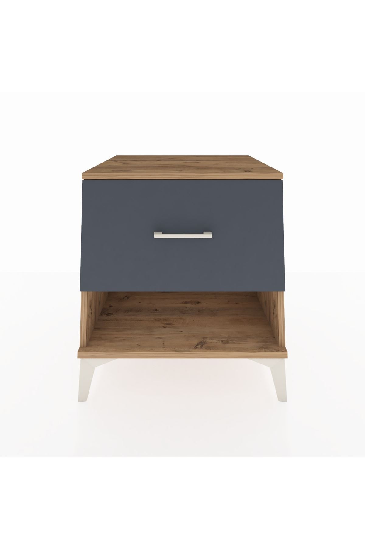 Kronos Komodin Tek Çekmeceli 60x59x64 Çam-Antrasit