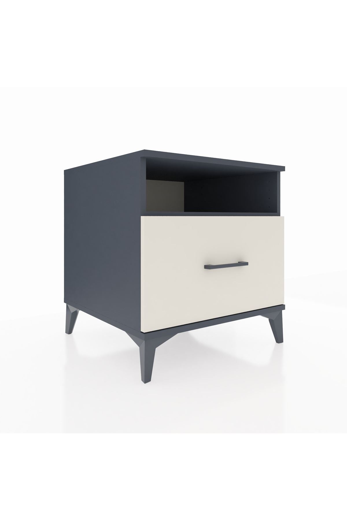 Kronos Komodin Tek Raflı Tek Çekmeceli 60x59x64 Antrasit-Aytaşı