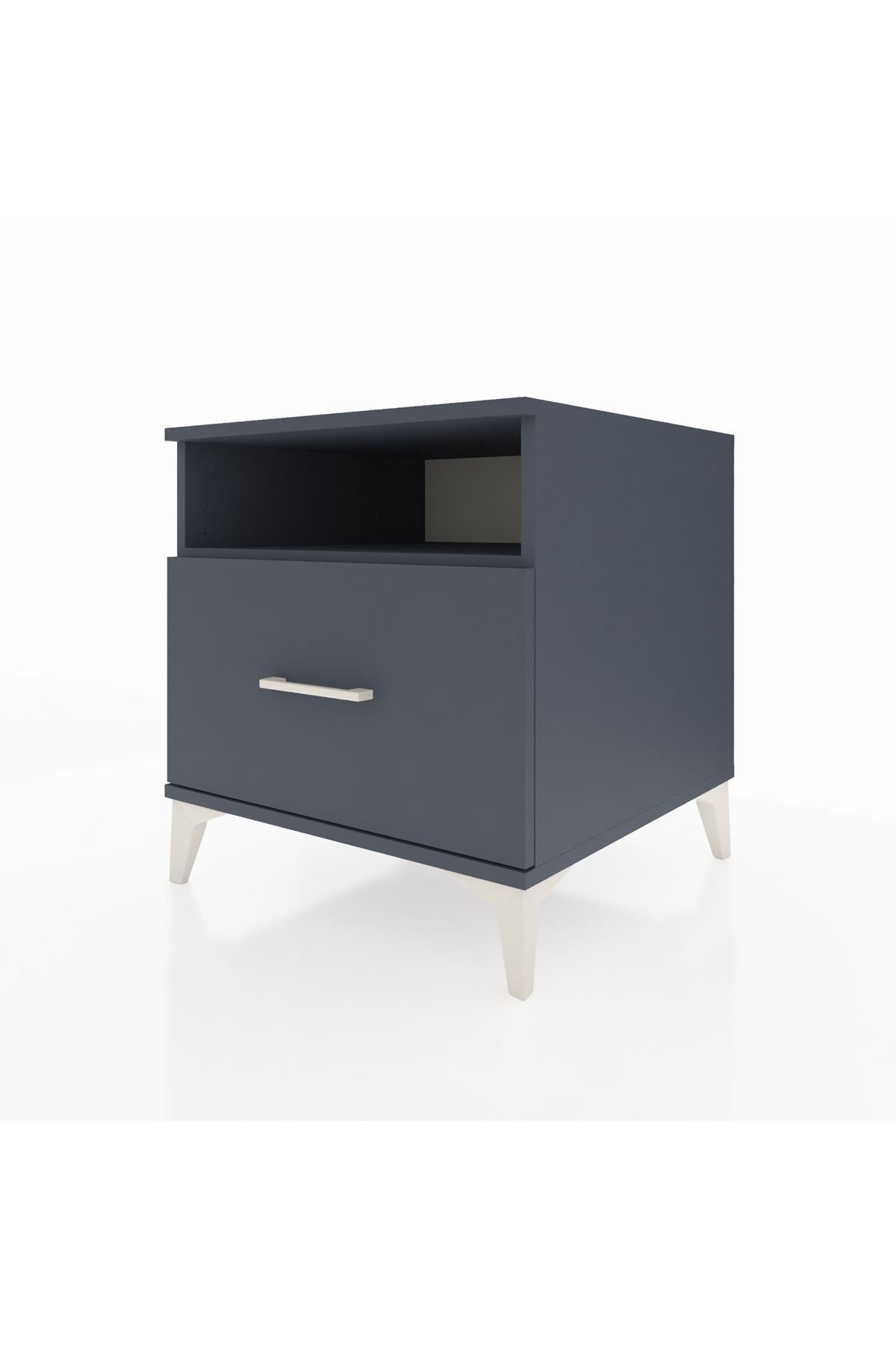 Kronos Komodin Tek Raflı Tek Çekmeceli 60x59x64 Antrasit-Antrasit