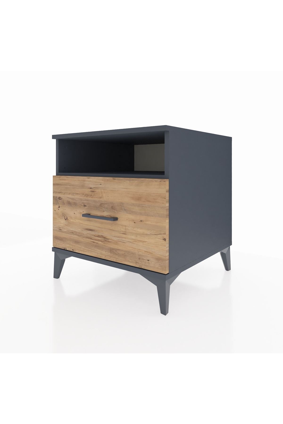 Kronos Komodin Tek Raflı Tek Çekmeceli 60x59x64 Antrasit-Çam