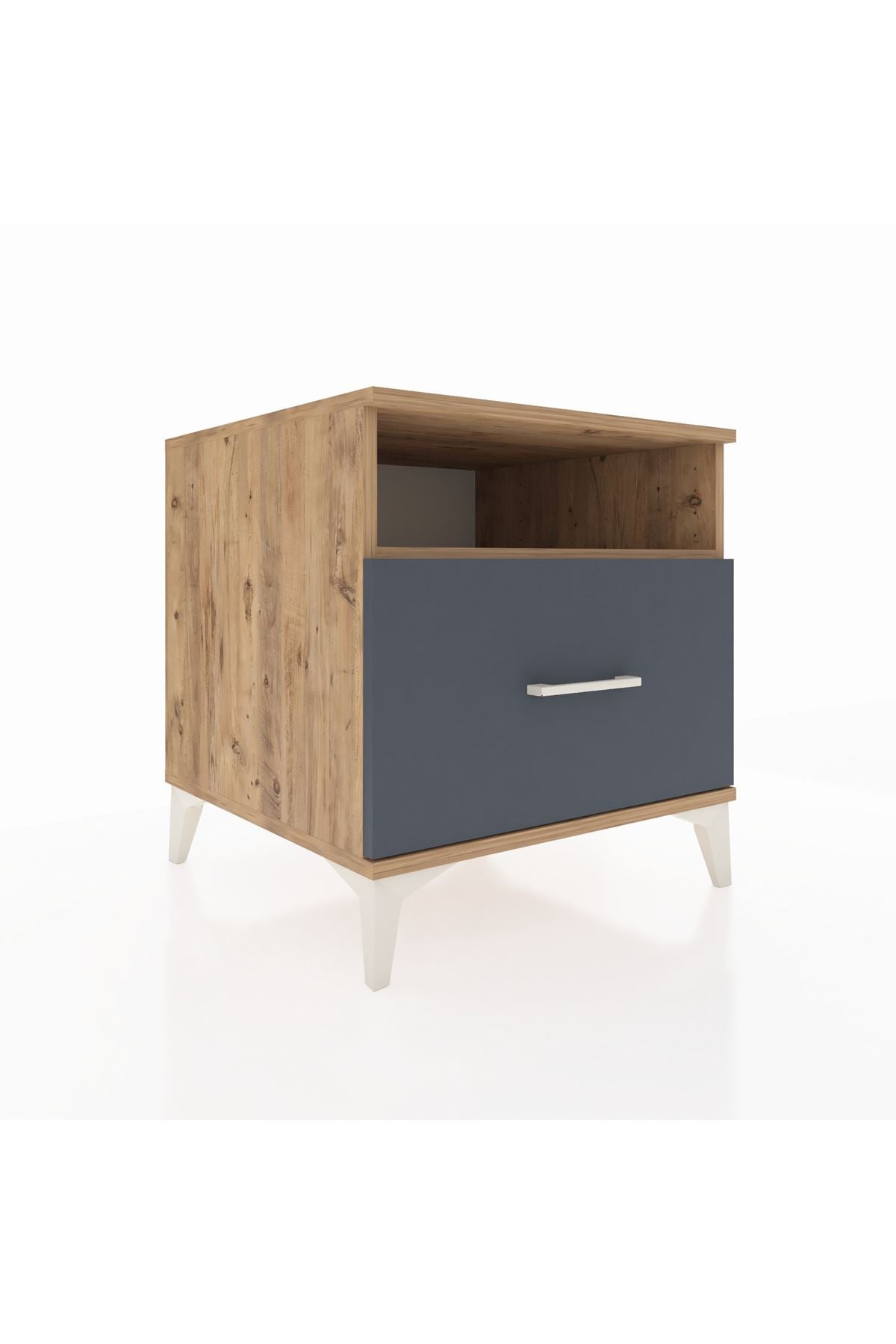 Kronos Komodin Tek Raflı Tek Çekmeceli 60x59x64 Çam-Antrasit