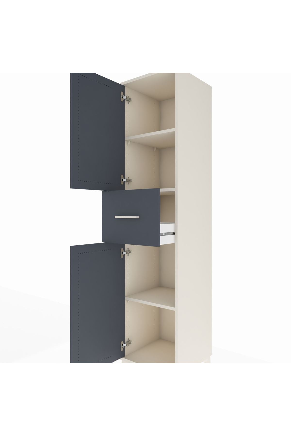 Hyperion Dolap 3 Raflı Tek Çekmeceli 2 Kapaklı 44x44x195 Aytaşı-Antrasit