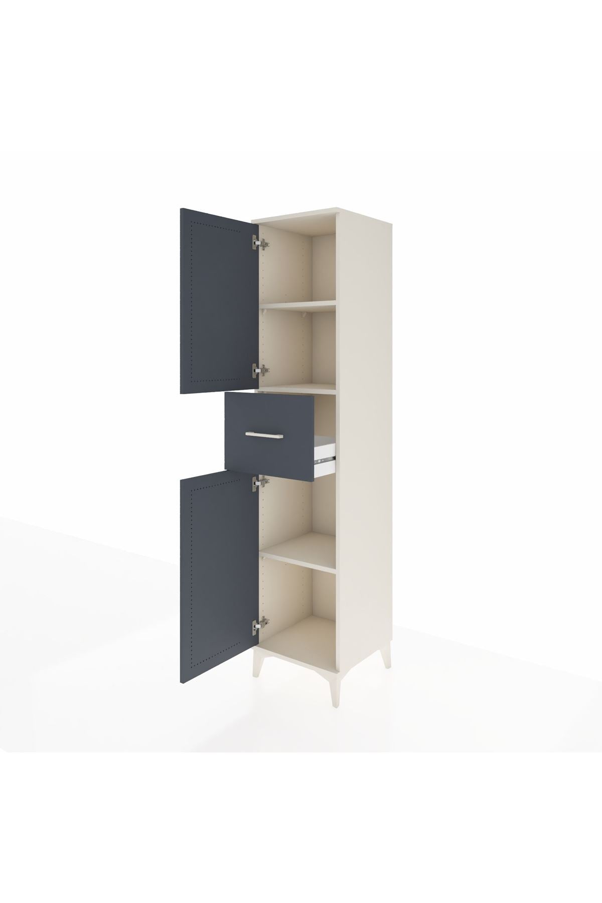 Hyperion Dolap 3 Raflı Tek Çekmeceli 2 Kapaklı 44x44x195 Aytaşı-Antrasit