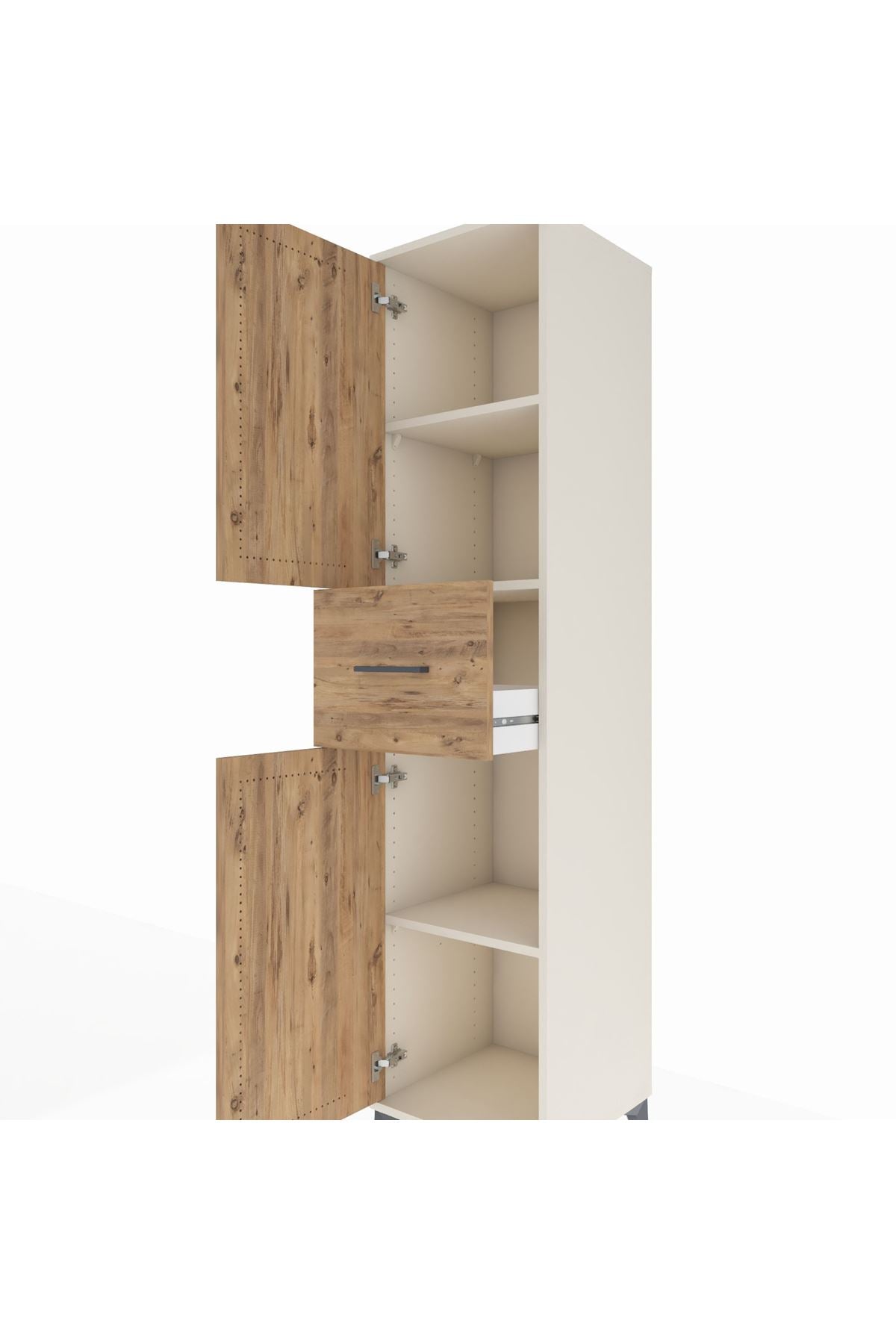 Hyperion Dolap 3 Raflı Tek Çekmeceli 2 Kapaklı 44x44x195 Aytaşı-Çam