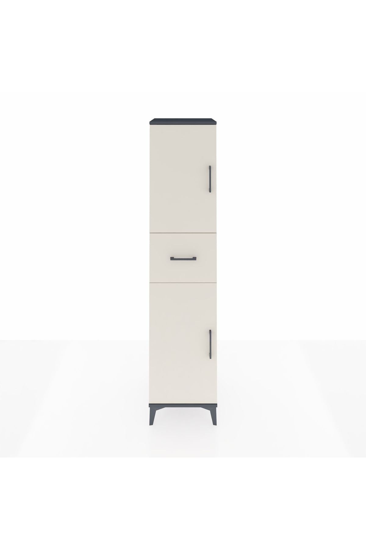 Hyperion Dolap 3 Raflı Tek Çekmeceli 2 Kapaklı 44x44x195 Antrasit-Aytaşı