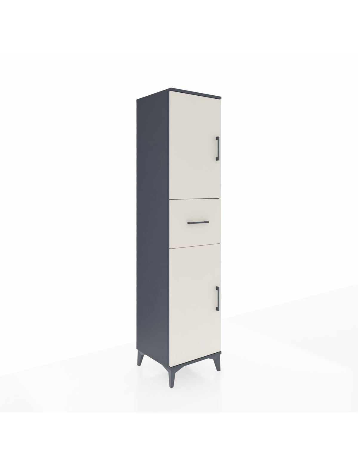 Hyperion Dolap 3 Raflı Tek Çekmeceli 2 Kapaklı 44x44x195 Antrasit-Aytaşı