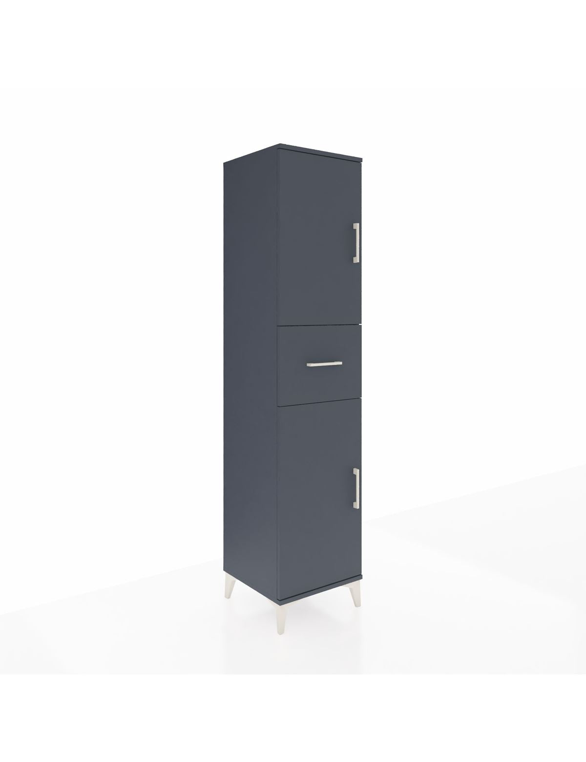 Hyperion Dolap 3 Raflı Tek Çekmeceli 2 Kapaklı 44x44x195 Antrasit-Antrasit