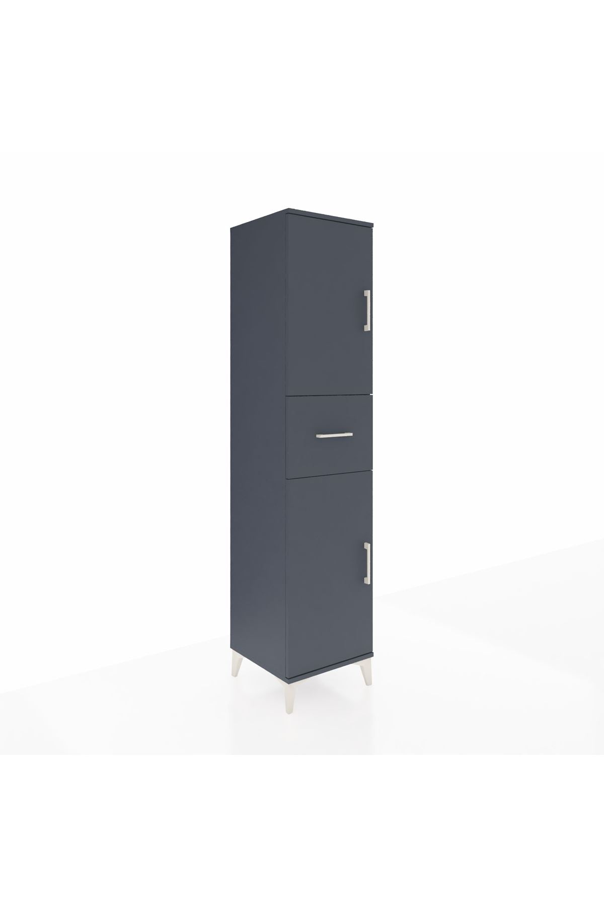 Hyperion Dolap 3 Raflı Tek Çekmeceli 2 Kapaklı 44x44x195 Antrasit-Antrasit