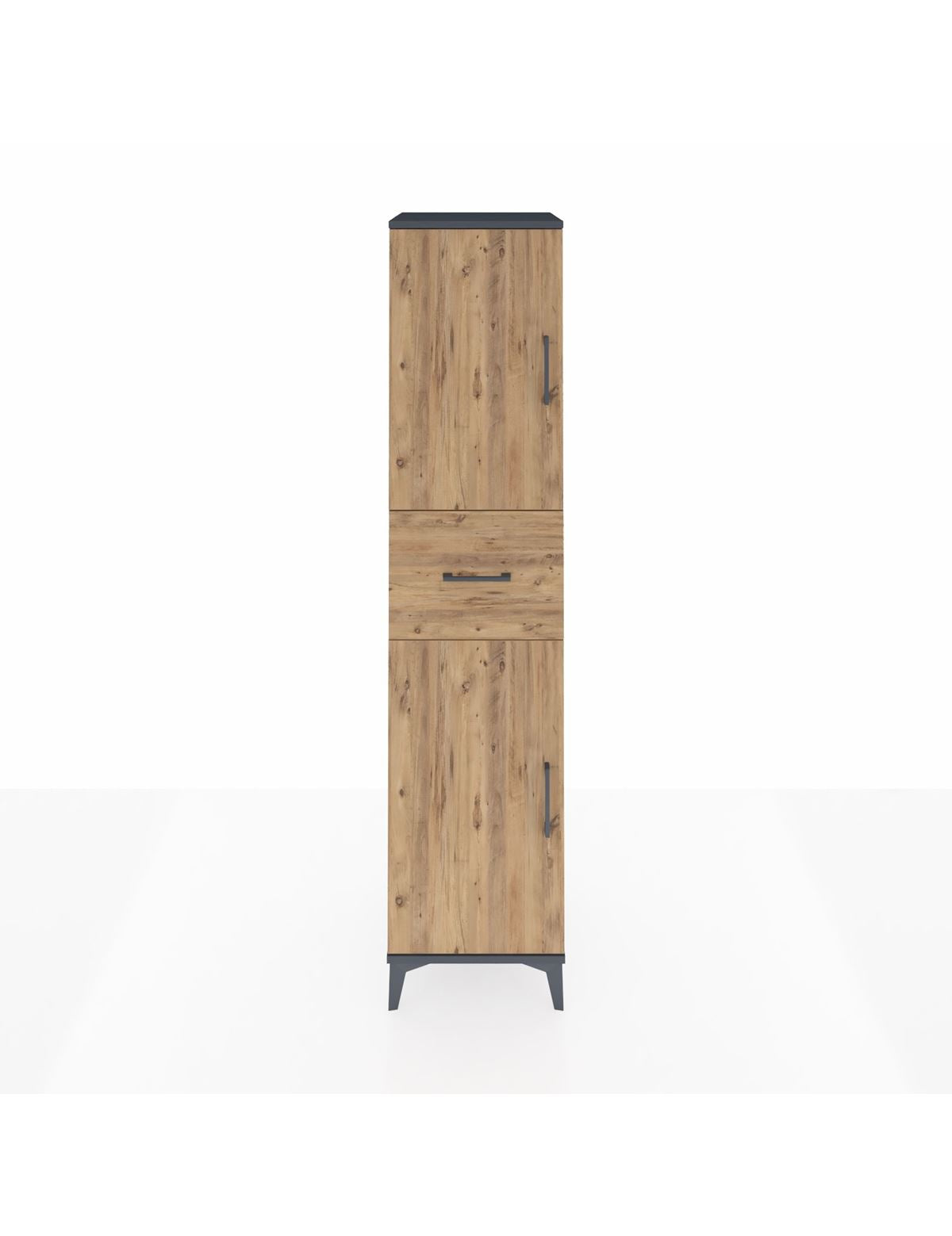 Hyperion Dolap 3 Raflı Tek Çekmeceli 2 Kapaklı 44x44x195 Antrasit-Çam