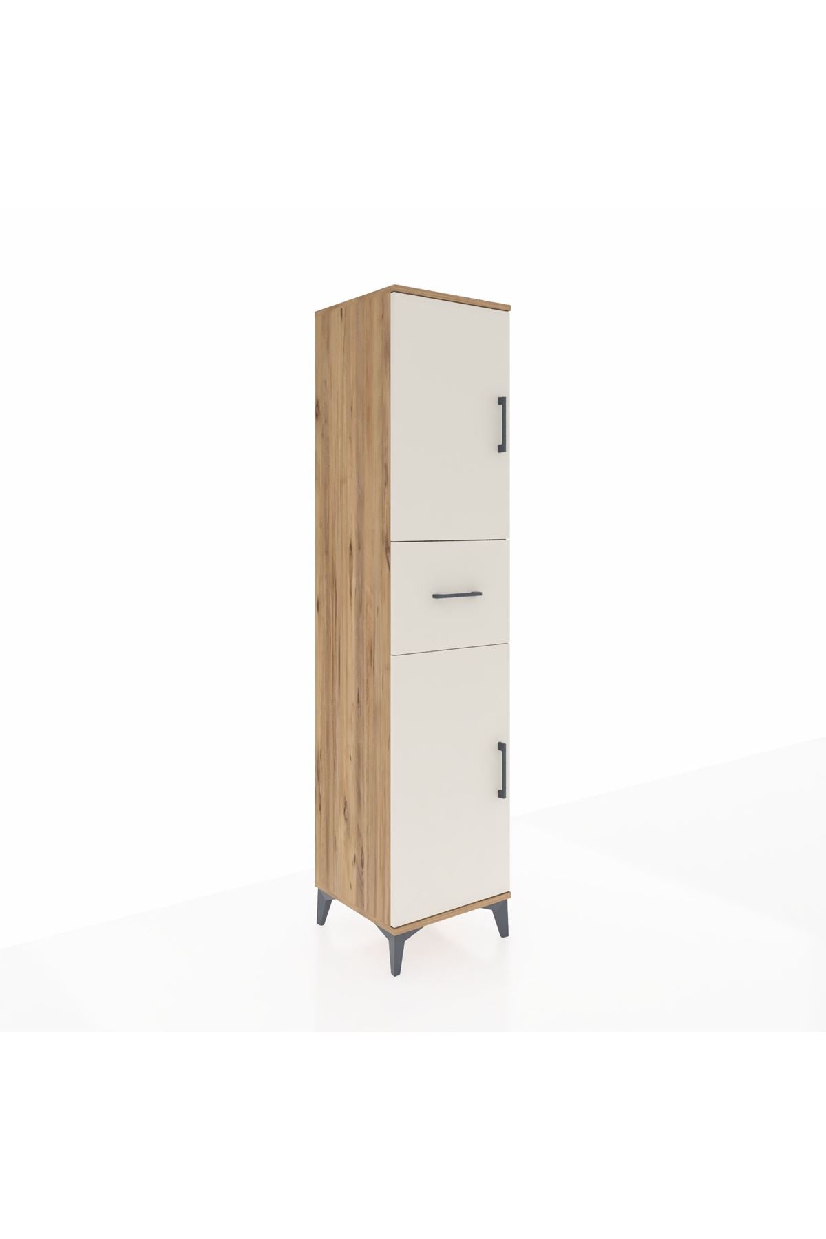 Hyperion Dolap 3 Raflı Tek Çekmeceli 2 Kapaklı 44x44x195 Çam-Aytaşı