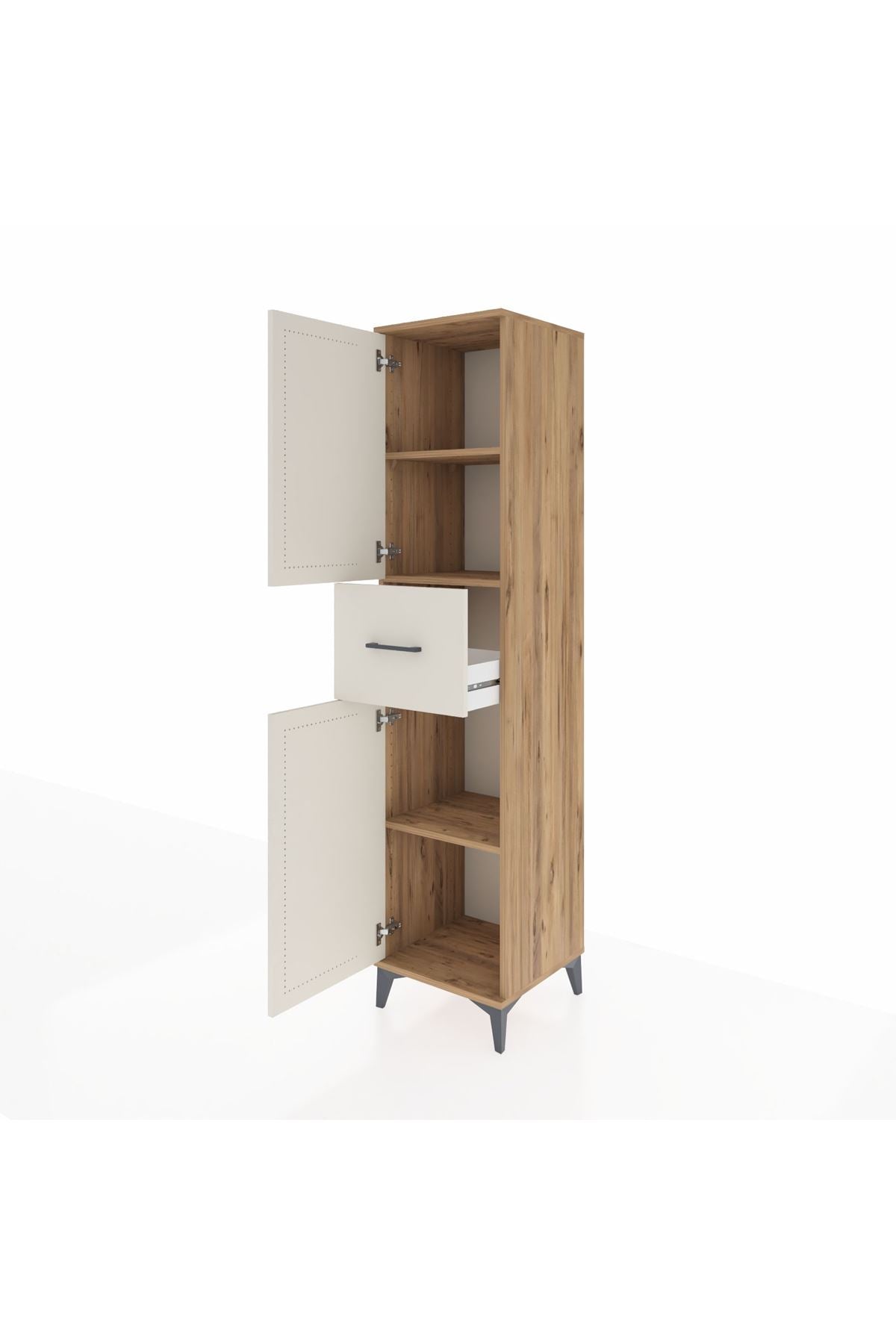 Hyperion Dolap 3 Raflı Tek Çekmeceli 2 Kapaklı 44x44x195 Çam-Aytaşı