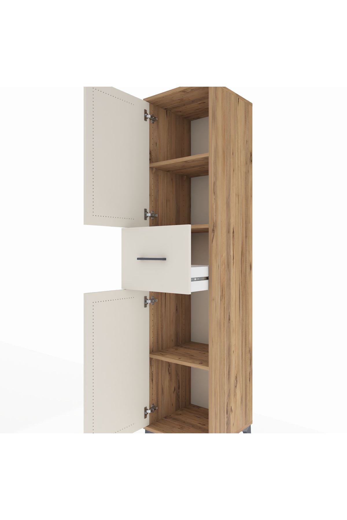 Hyperion Dolap 3 Raflı Tek Çekmeceli 2 Kapaklı 44x44x195 Çam-Aytaşı
