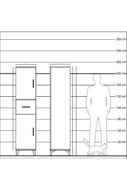 Hyperion Dolap 3 Raflı Tek Çekmeceli 2 Kapaklı 44x44x195 Çam-Antrasit