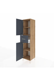 Hyperion Dolap 3 Raflı Tek Çekmeceli 2 Kapaklı 44x44x195 Çam-Antrasit