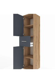 Hyperion Dolap 3 Raflı Tek Çekmeceli 2 Kapaklı 44x44x195 Çam-Antrasit