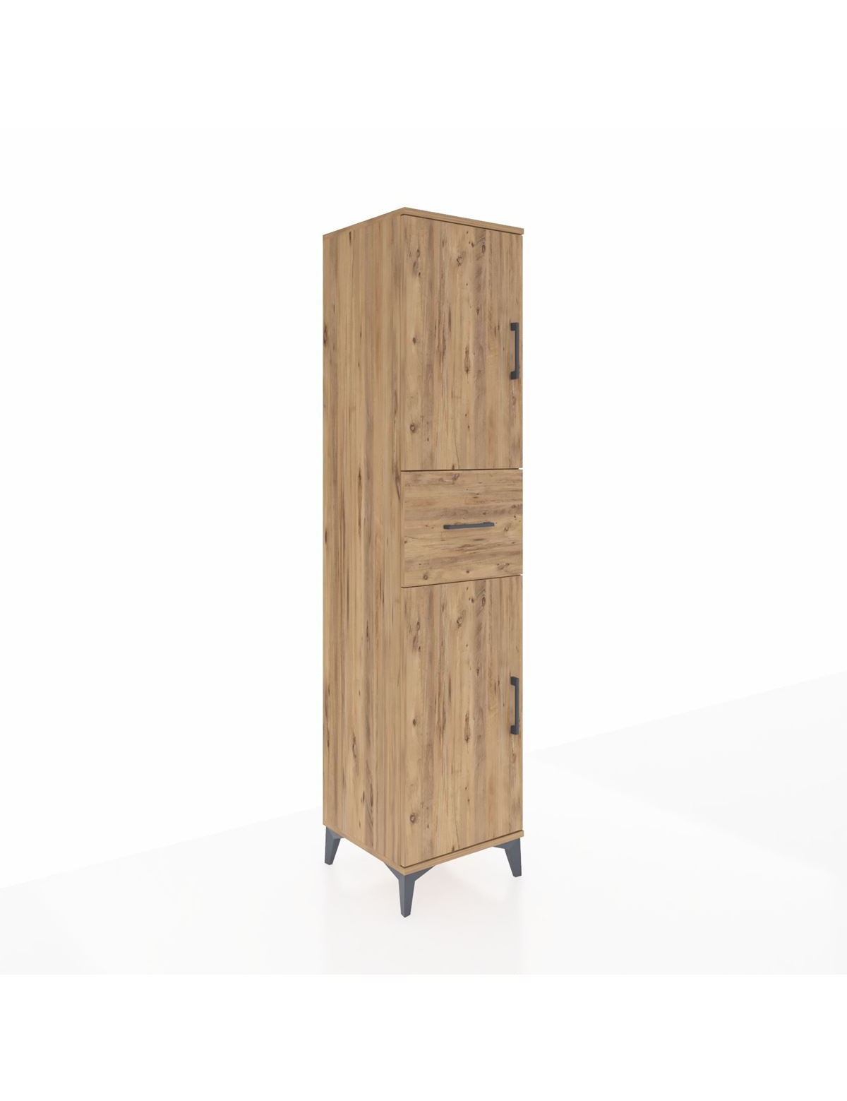 Hyperion Dolap 3 Raflı Tek Çekmeceli 2 Kapaklı 44x44x195 Çam-Çam