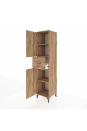 Hyperion Dolap 3 Raflı Tek Çekmeceli 2 Kapaklı 44x44x195 Çam-Çam