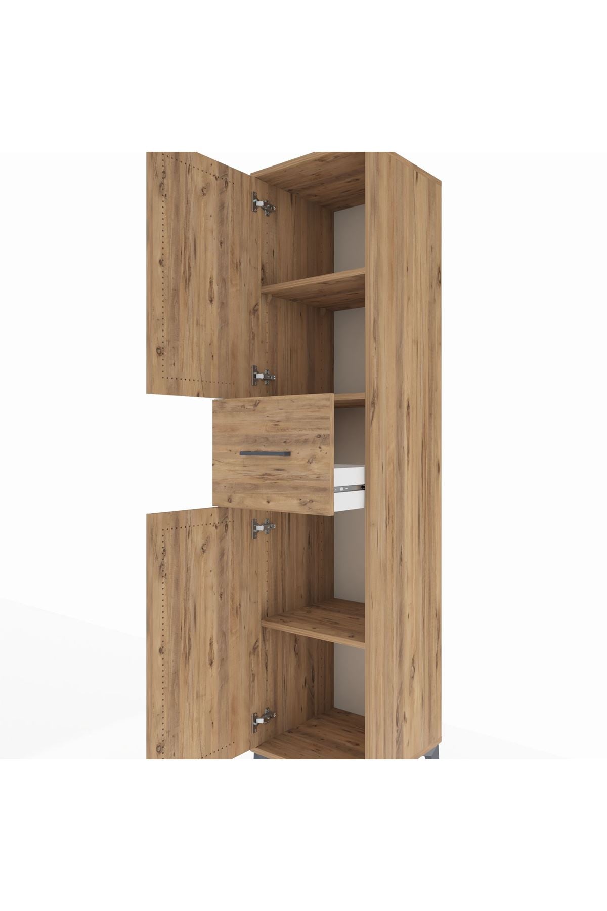 Hyperion Dolap 3 Raflı Tek Çekmeceli 2 Kapaklı 44x44x195 Çam-Çam