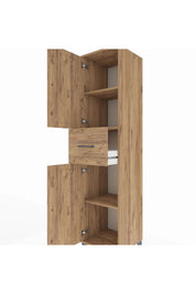 Hyperion Dolap 3 Raflı Tek Çekmeceli 2 Kapaklı 44x44x195 Çam-Çam