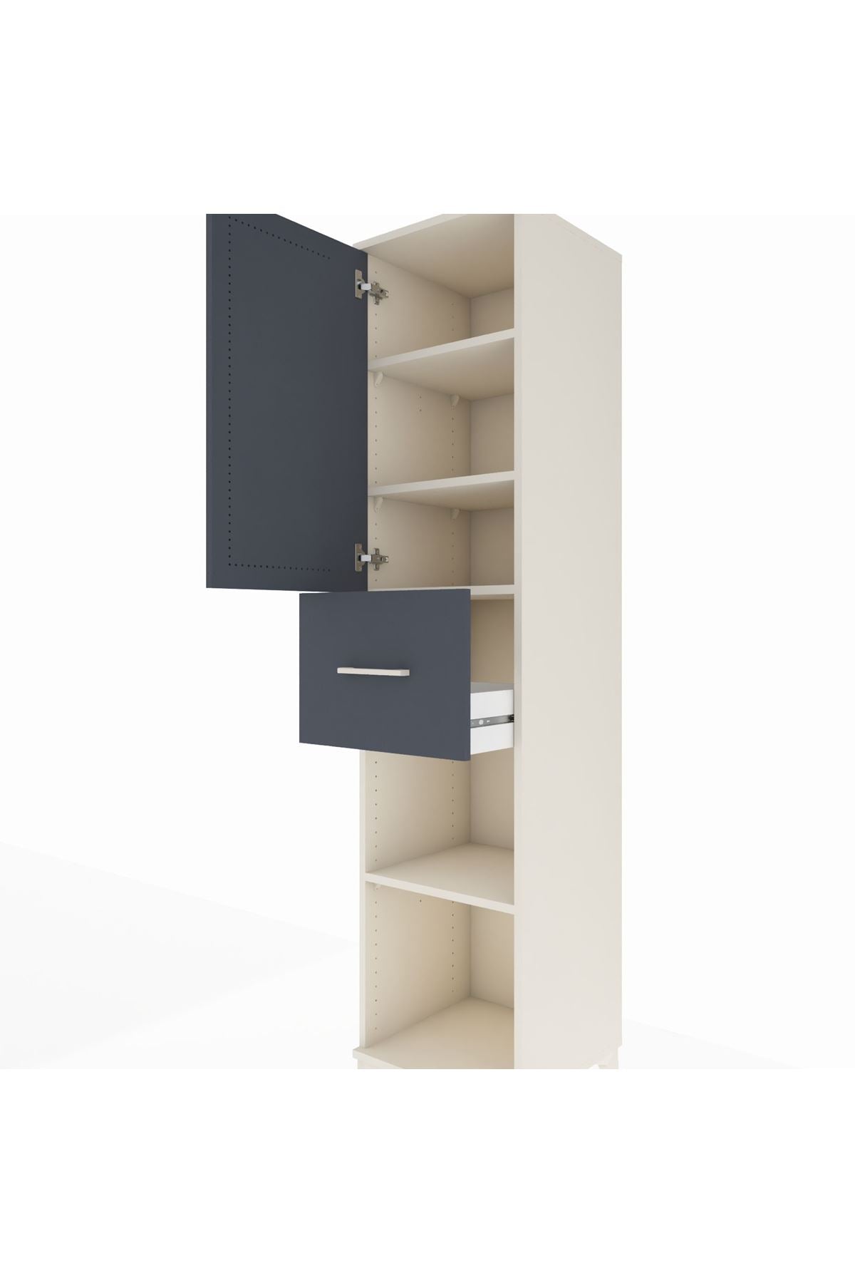 Hyperion Dolap 4 Raflı Tek Çekmeceli Tek Kapaklı 44x44x195 Aytaşı-Antrasit