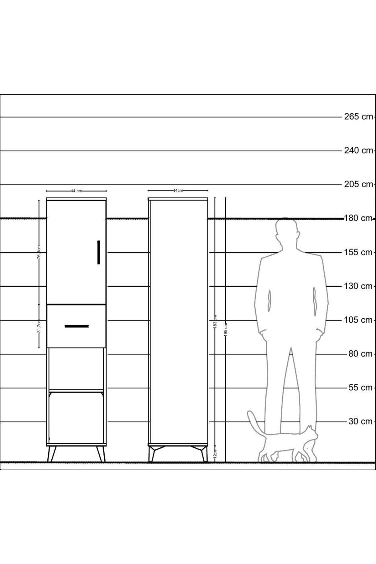 Hyperion Dolap 4 Raflı Tek Çekmeceli Tek Kapaklı 44x44x195 Aytaşı-Çam