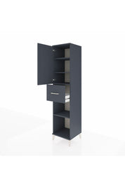 Hyperion Dolap 4 Raflı Tek Çekmeceli Tek Kapaklı 44x44x195 Antrasit-Antrasit
