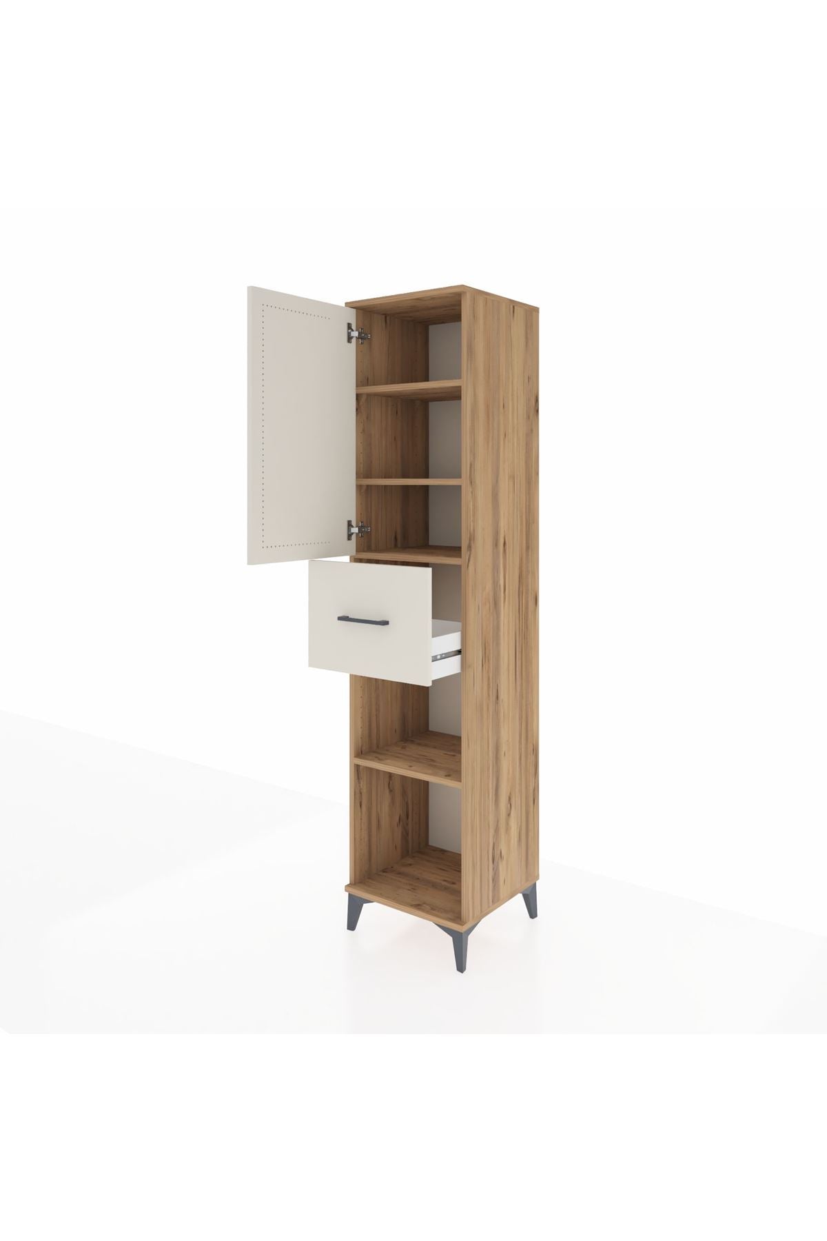 Hyperion Dolap 4 Raflı Tek Çekmeceli Tek Kapaklı 44x44x195 Çam-Aytaşı