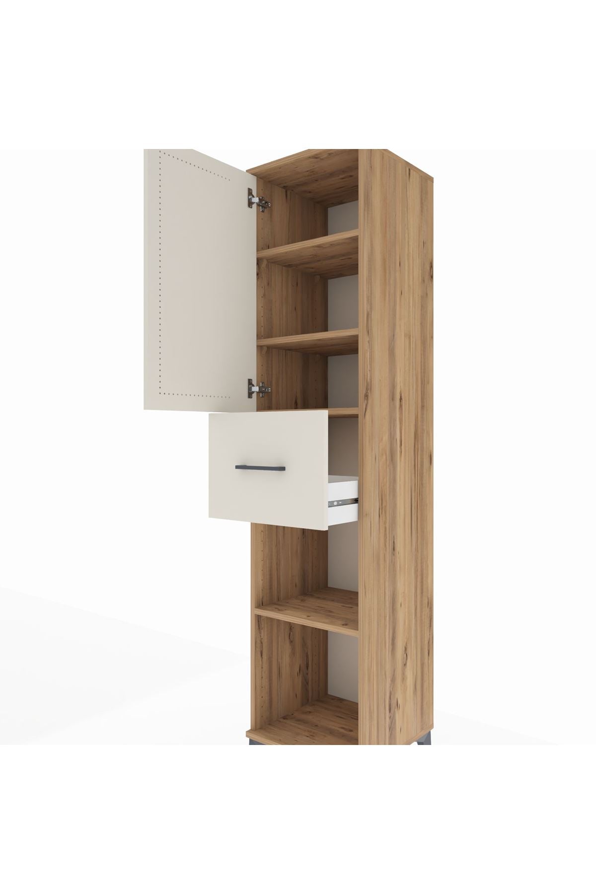 Hyperion Dolap 4 Raflı Tek Çekmeceli Tek Kapaklı 44x44x195 Çam-Aytaşı