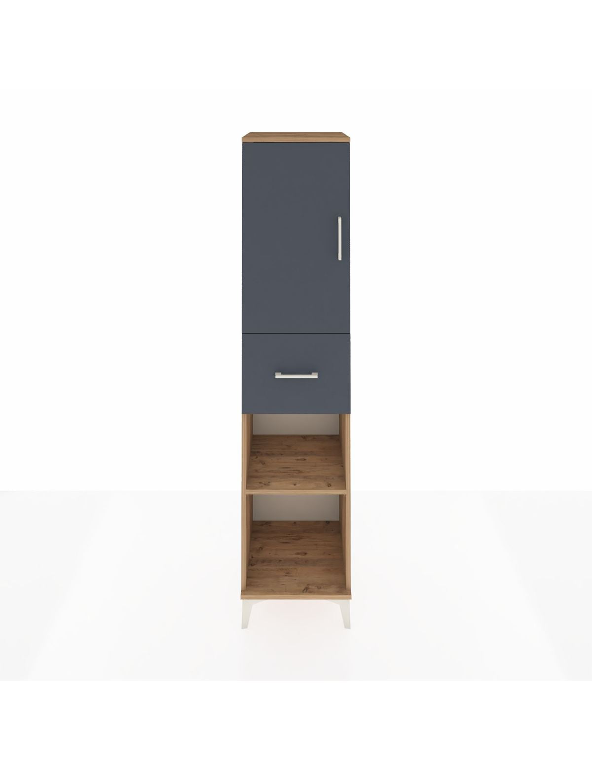 Hyperion Dolap 4 Raflı Tek Çekmeceli Tek Kapaklı 44x44x195 Çam-Antrasit