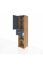 Hyperion Dolap 4 Raflı Tek Çekmeceli Tek Kapaklı 44x44x195 Çam-Antrasit