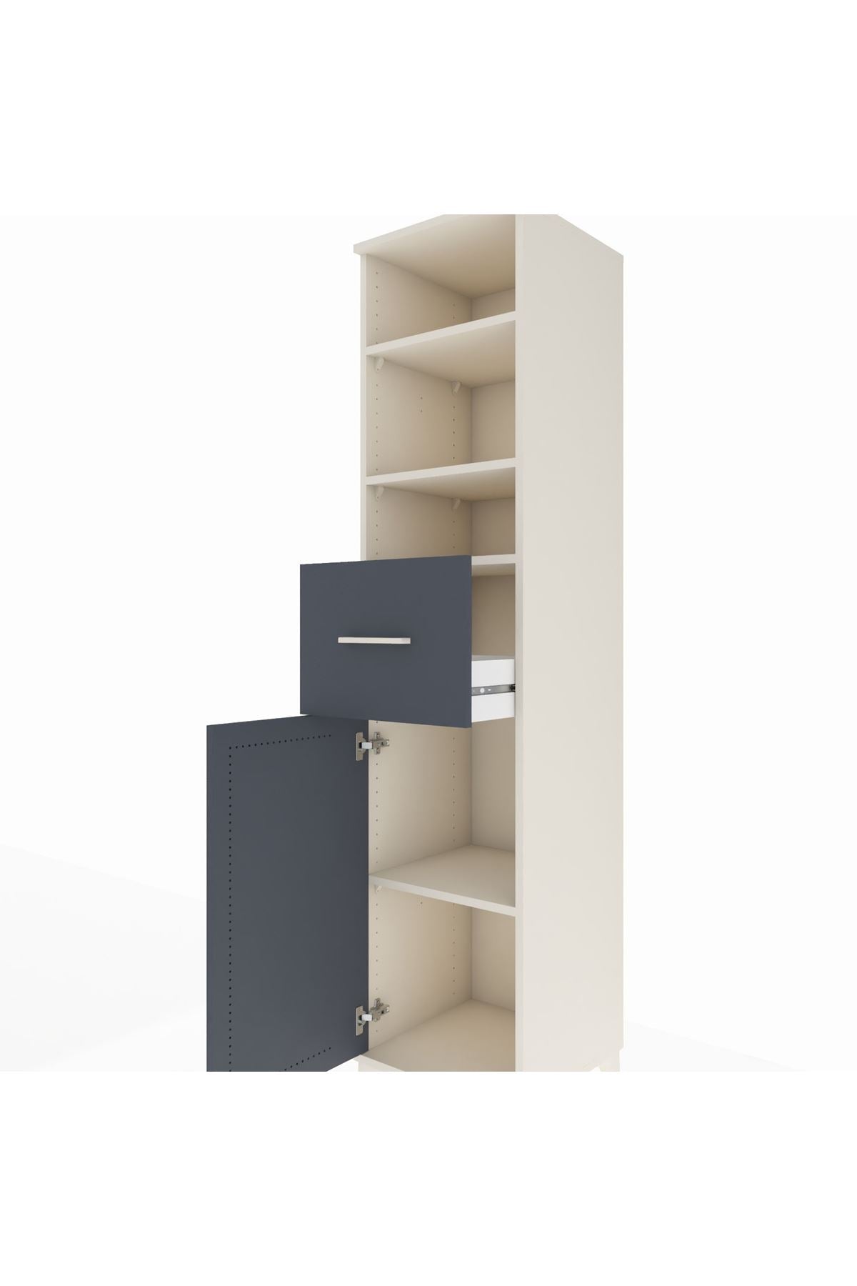 Hyperion Dolap 4 Raflı Tek Çekmeceli Tek Kapaklı 44x44x195 Aytaşı-Antrasit